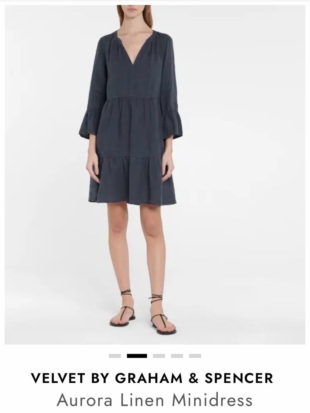 Velvet by Graham & Spencer Charcoal Tiered Linen Minidress 0006